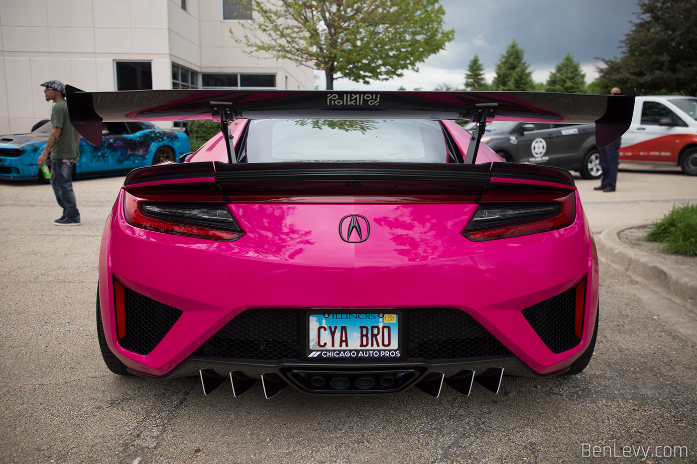 Rear of Acura NSX Wrapped in Pink