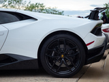 Rear Wheel of White Lamborghini Huracán Performante