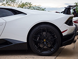 Rear Wheel of White Lamborghini Huracán Performante