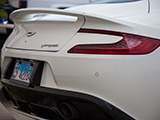 Tail Light of White Aston Martin Vanquish