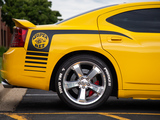 Super Bee Decal on Rear Fender of Yellow Dodge Charger