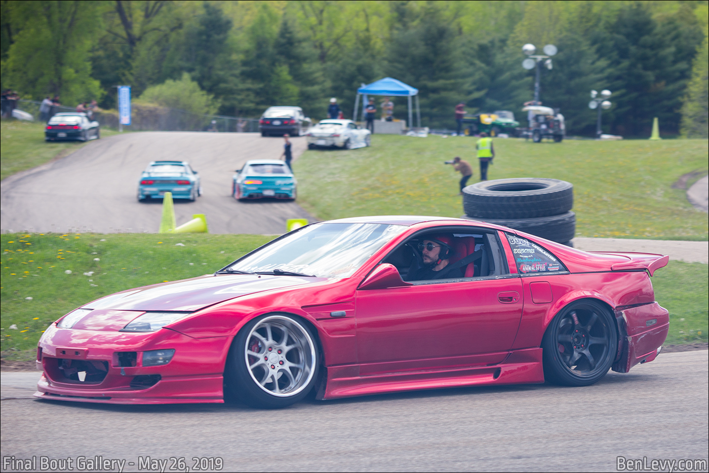 Red Nissan 300ZX on the track