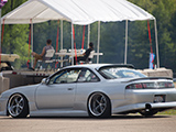 Silver Nissan 240SX coupe