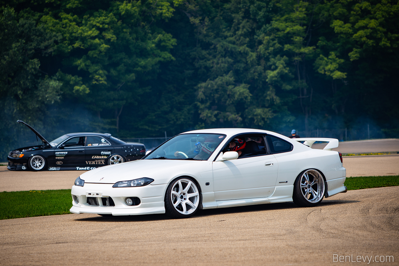 White Nissan Silvia Spec S on the track