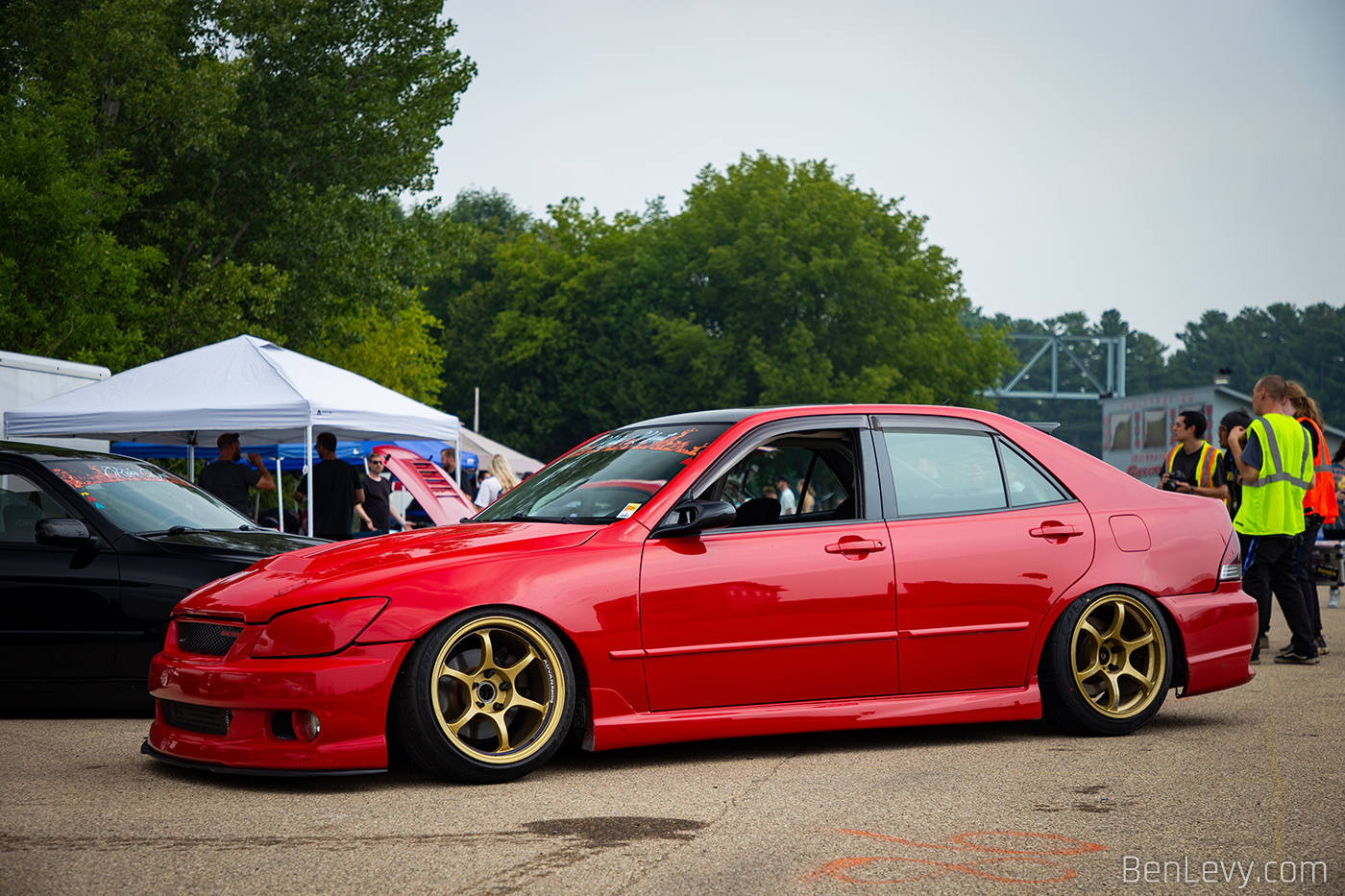 Red Lexus IS300 on Gold Wheels