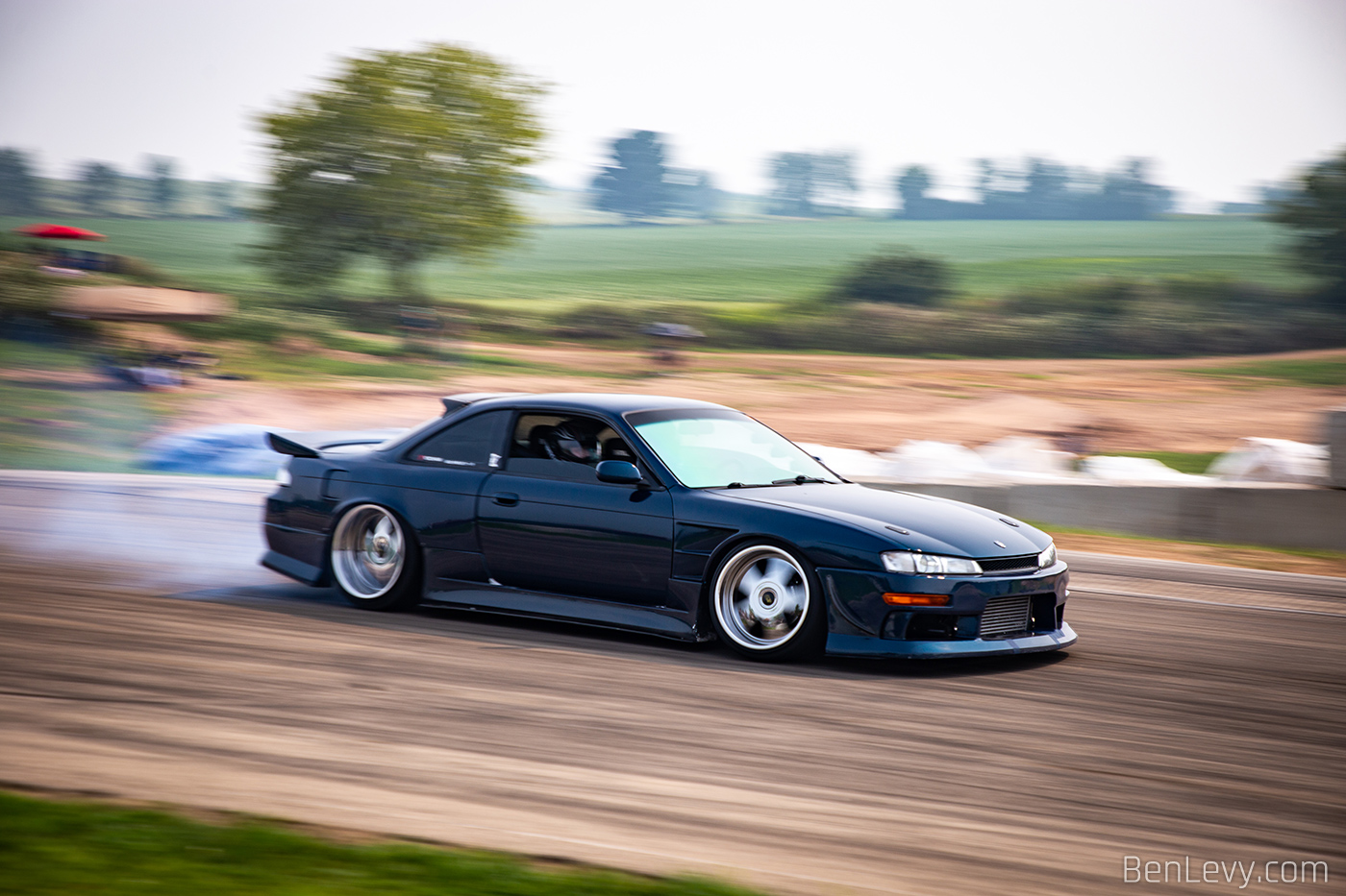 S14 Nissan with Polished Wheels Drifting