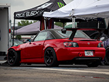 Red Honda S2000 with Voltex Wing at GRIDLIFE