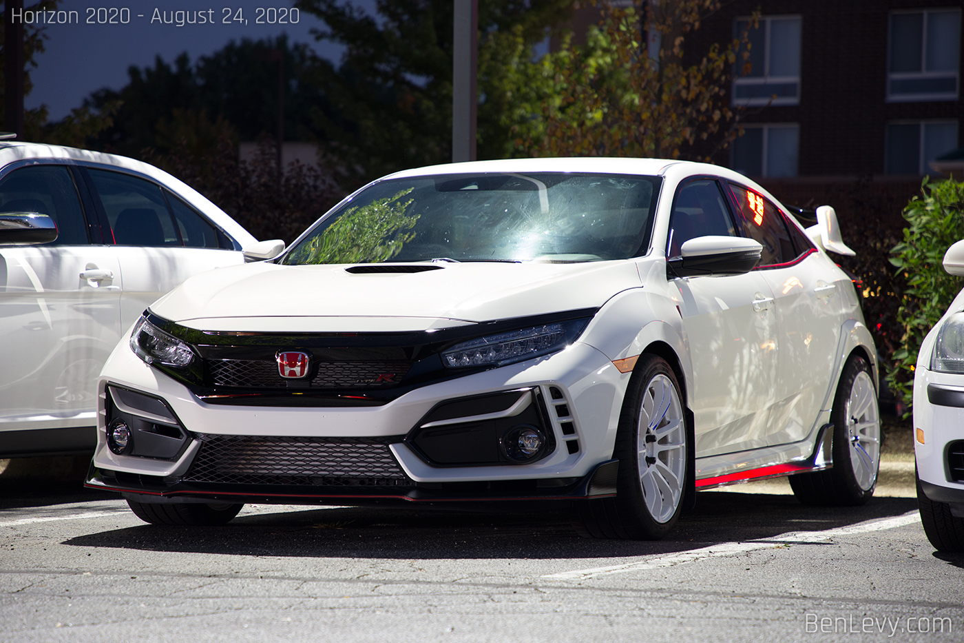 White Civic TypeR at night