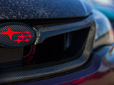 Carbon fiber Subaru badge and grille on WRX