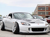 Silver Honda S2000 with extreme camber