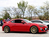 Red Scion FR-S on Gold Wheels