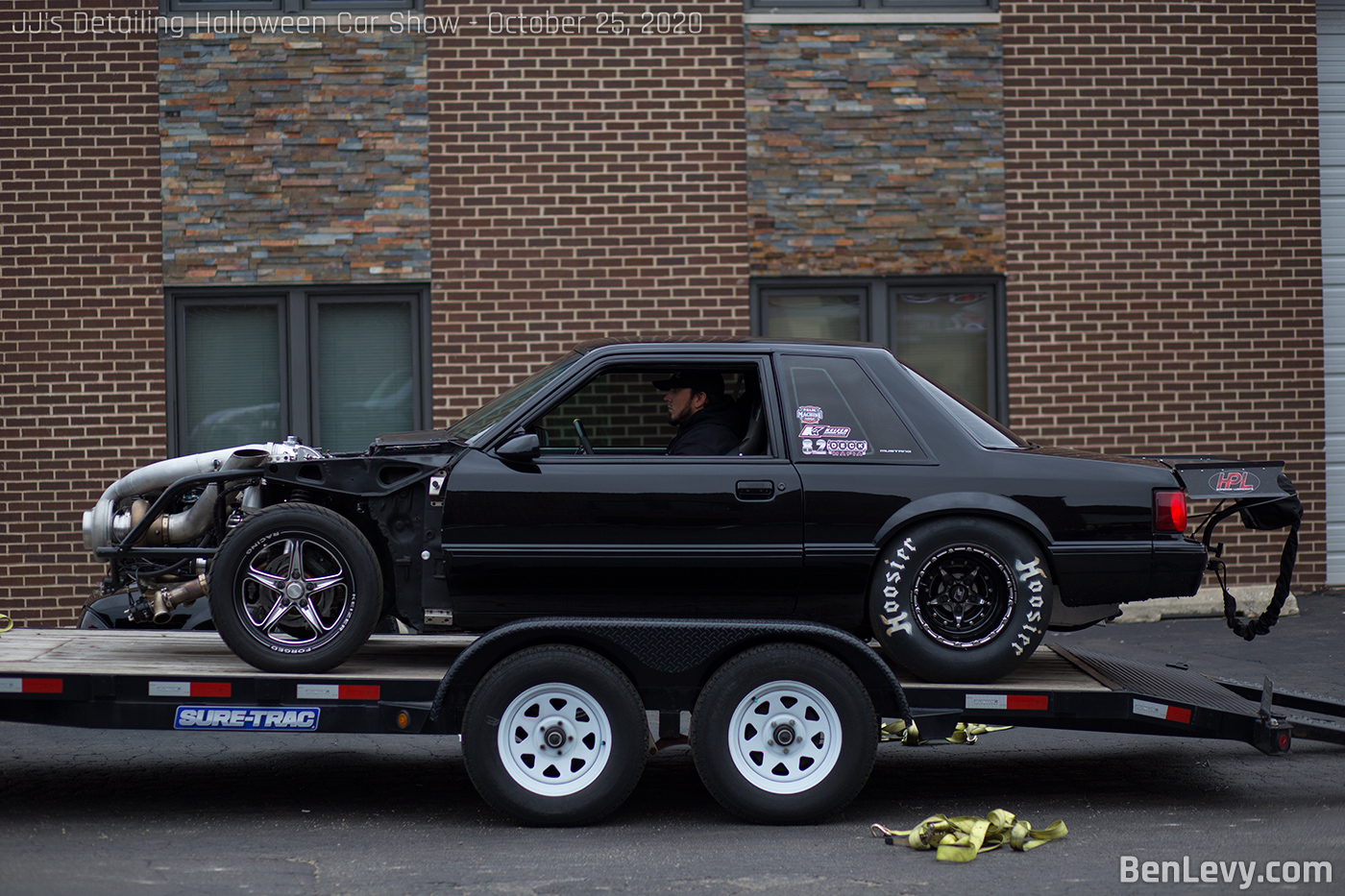 Big Turbo Foxbody Mustang on trailer