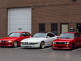 BMW E36 M3, E31 840Ci, and E30 M3