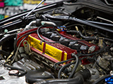 Red Valve Cover of a 4G63 in Lancer Evo