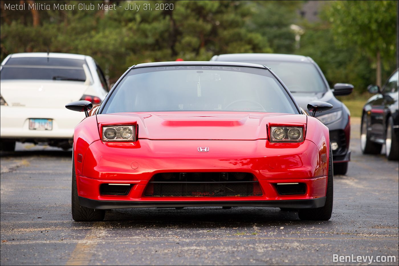 Popup headlights on Red Acura NSX