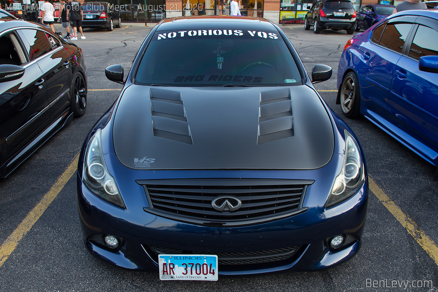 Carbon Fiber (AMS Style) Hood on Blue Infiniti G37 on Infiniti G37 Sedan