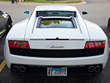 Rear deck on a white Lamborghini Gallardo