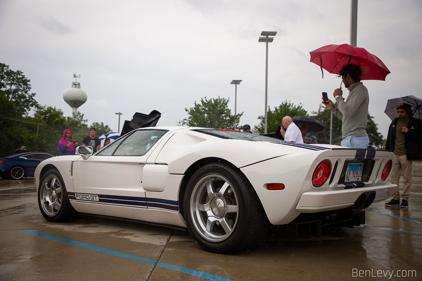 White Ford GT with Blue Stripes
