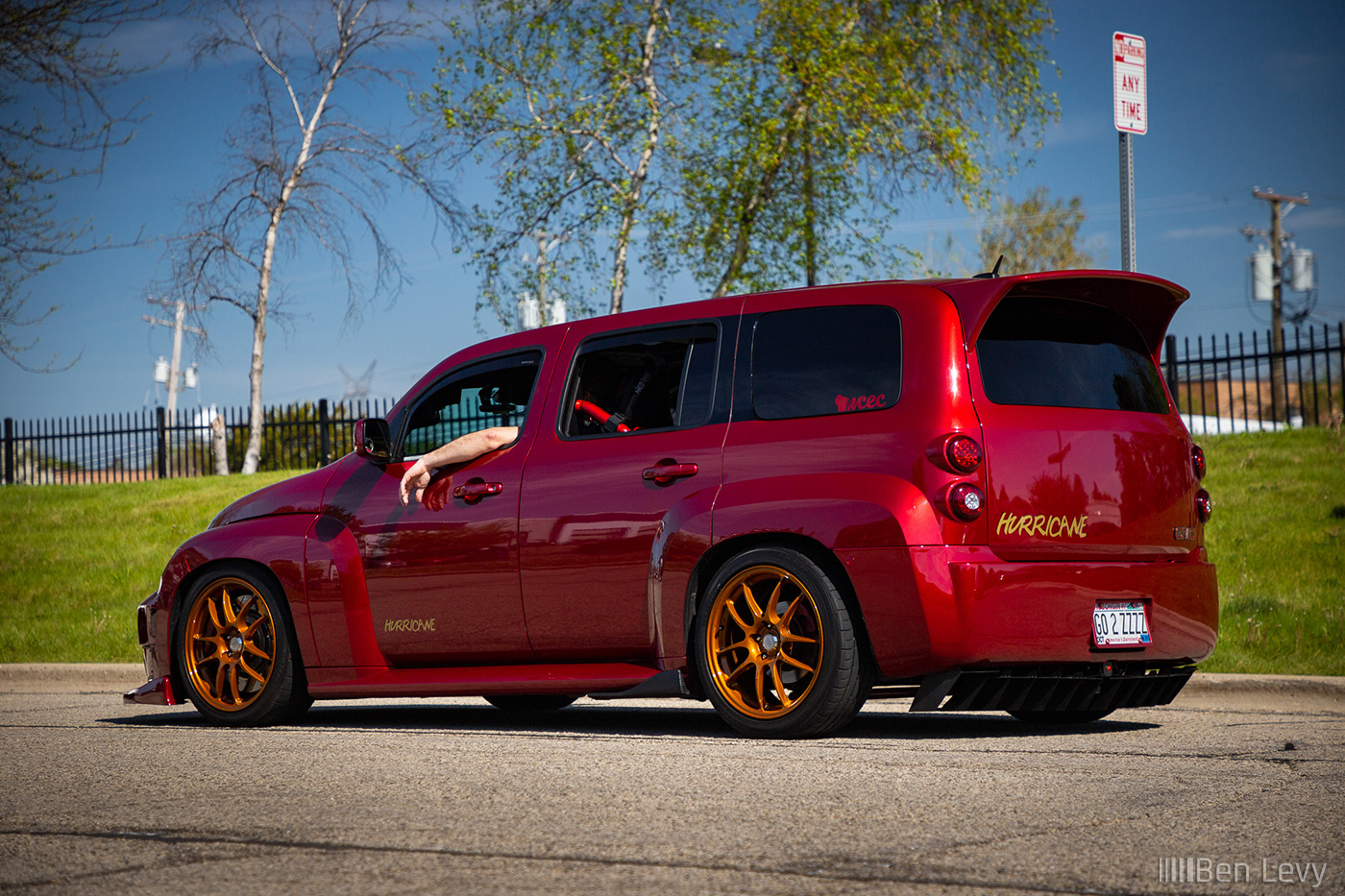 Maroon Chevrolet HHR on Gold Wheels