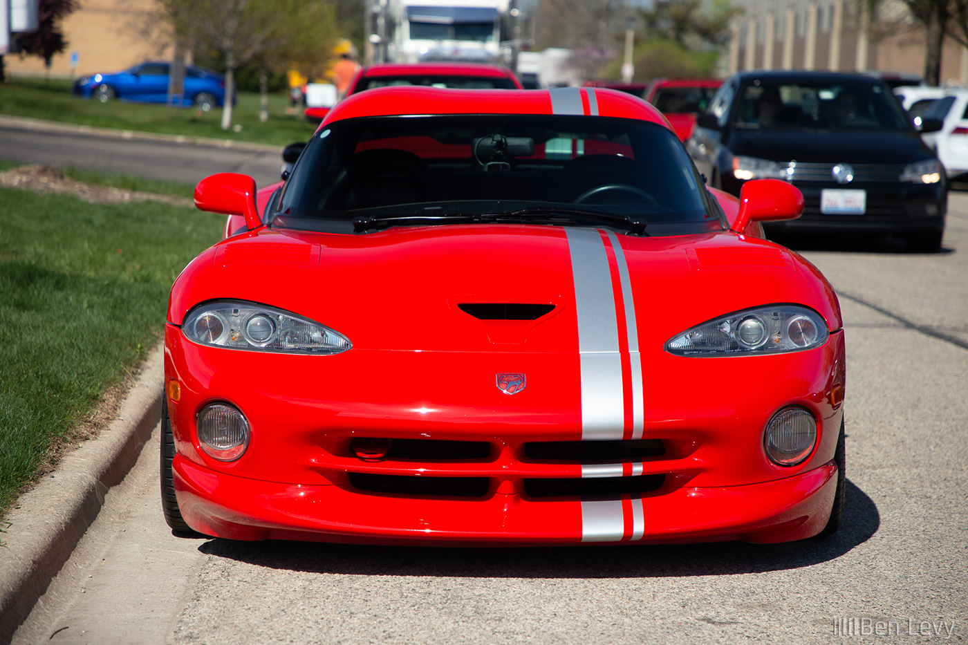 Front of Red Dodge Viper at North Suburbs Cars & Coffee