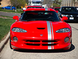 Front of Red Dodge Viper at North Suburbs Cars & Coffee