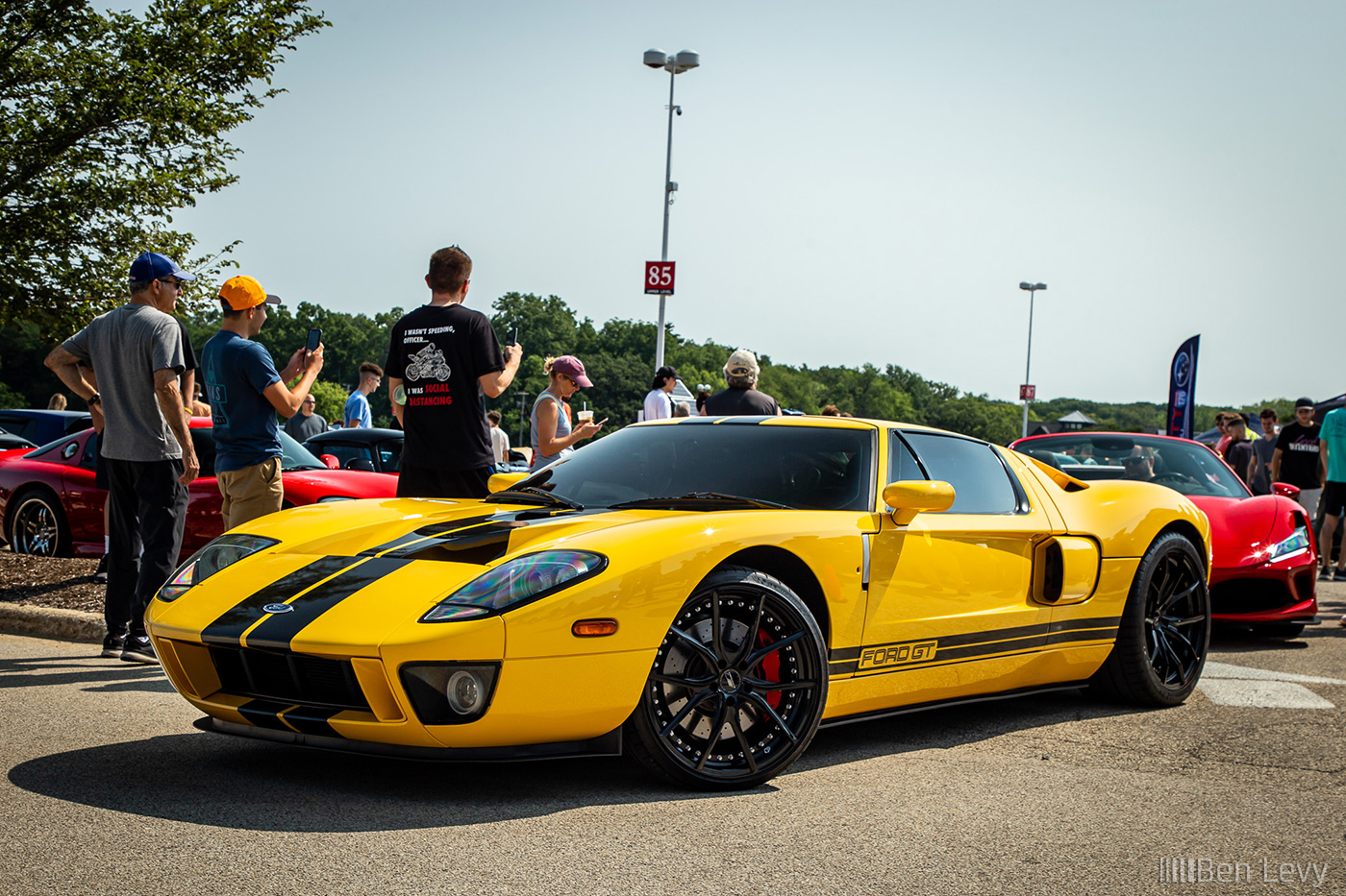 Yellow Ford GT at Cars and Coffee in Vernon Hills, IL