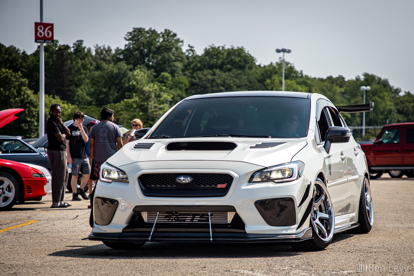 White Subaru WRX STI at North Suburbs Cars & Coffee in Vernon Hills