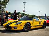 Yellow Ford GT at Cars and Coffee in Vernon Hills, IL