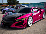 Pink Wrap on NC1 Acura NSX at North Suburbs Cars & Coffee