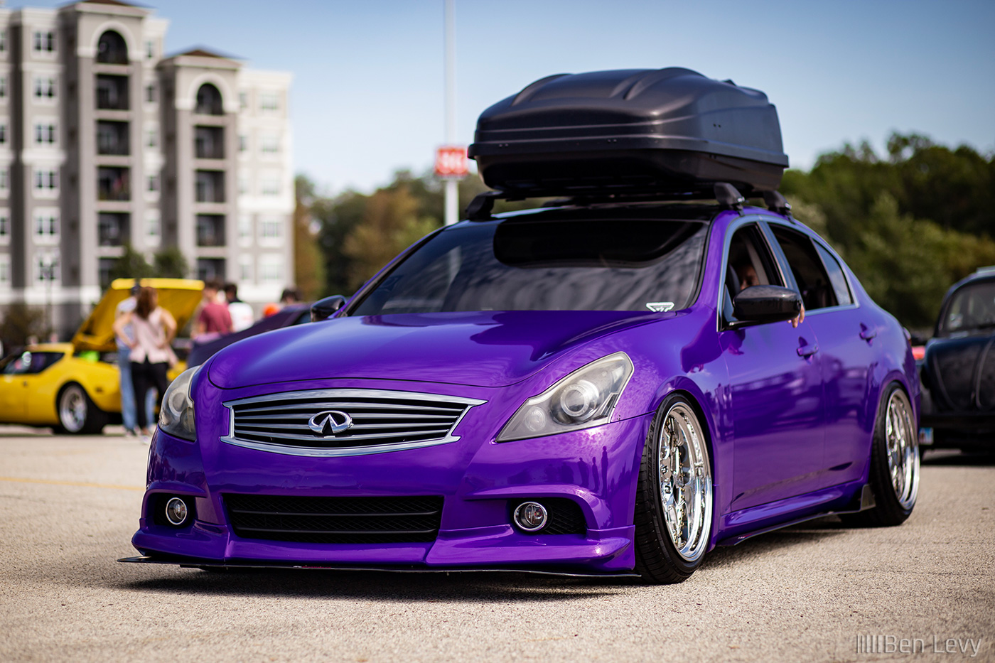 Purple Wrap on Bagged Infiniti G Sedan in Vernon Hills