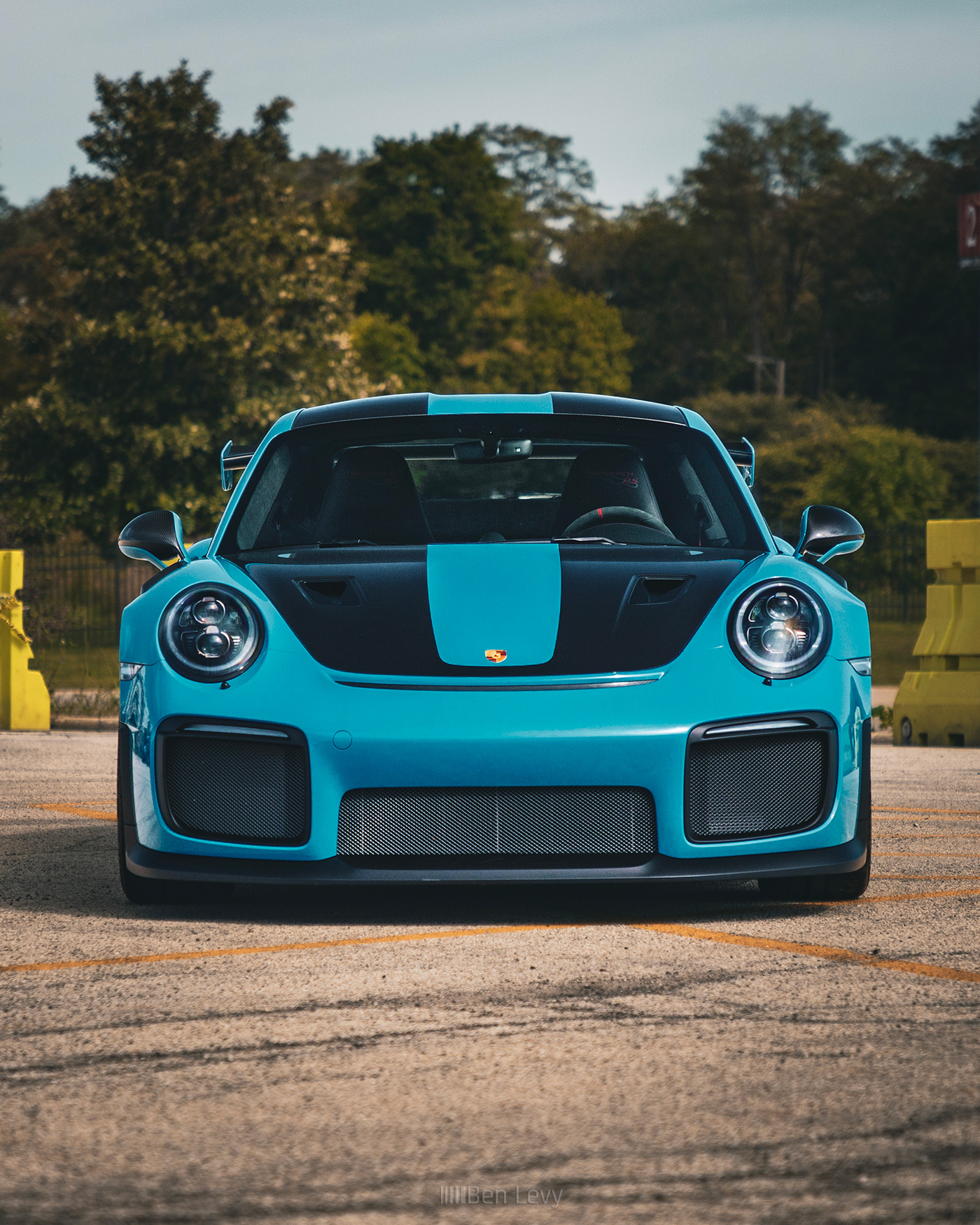 Front of a Blue Porsche GT2 RS