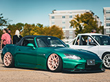 Honda S2000 with Green Wrap at Cars and Coffee in Vernon Hills