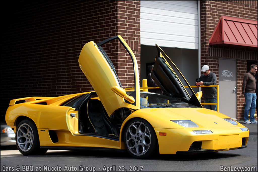 Yellow Lamborghini Diablo with doors up