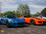 Blue Lotus Elise and Orange Lotus Evora
