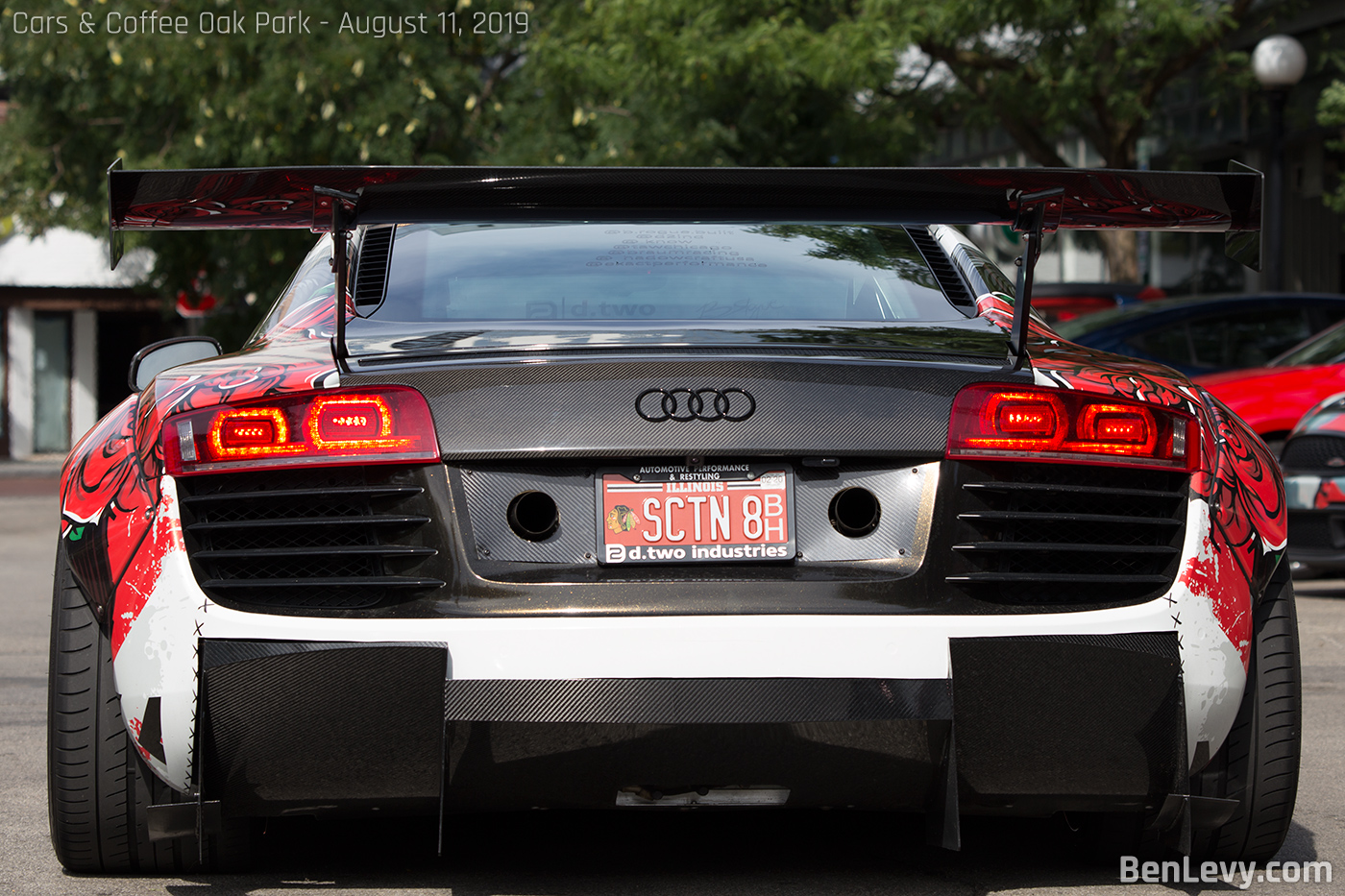 Carbon fiber bits on the rear of an Audi R8