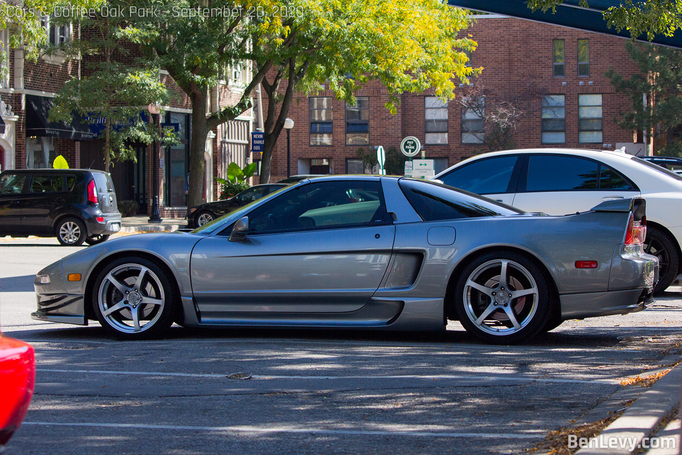 Silver Acura NSX at Cars & Coffee Oak Park
