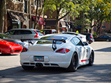 Aftermarket Spoiler on White Porsche Cayman S
