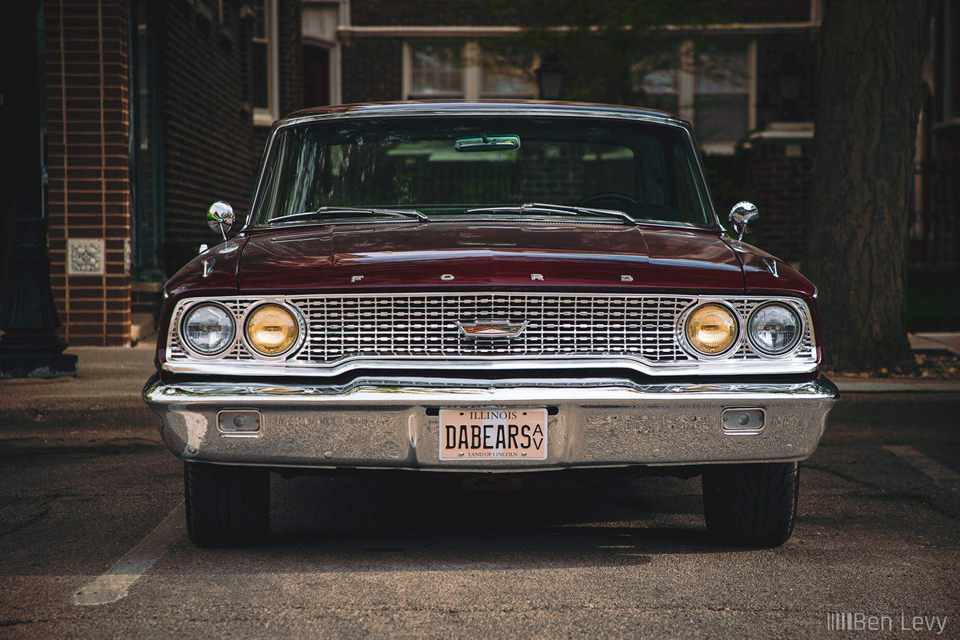 Front Shot of Maroon Ford Galaxie