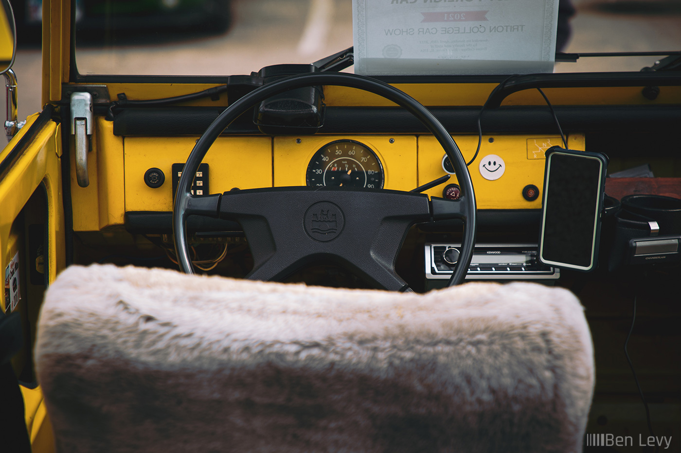 Wolfsburg Crest on Volkswagen Thing Steering Wheel