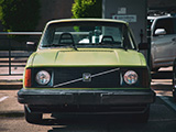 Front of Green Volvo Coupe at Cars & Coffee Oak Park