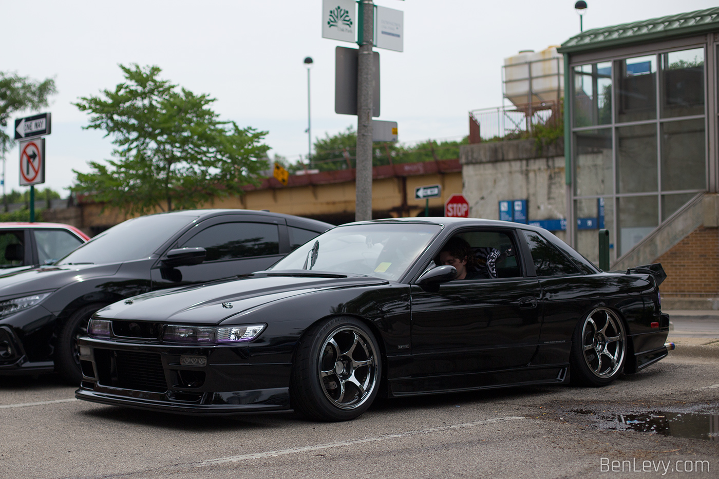 Lowered Black Nissan 240SX Coupe