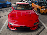 Red FD RX-7 with Vented Hood