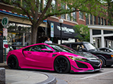 Pink Acura NSX at Cars & Coffee Oak Park