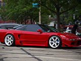 Red Acura NSX on TE37s