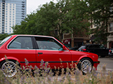 Side Shot of a Red BMW Coupe in Oak Park