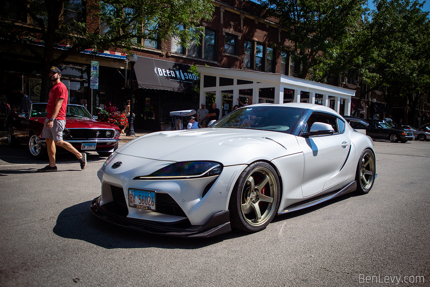 White Toyota Supra Mk5 at Cars & Coffee Oak Park