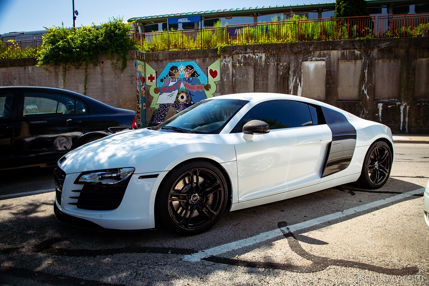 White Audi R8 at Cars & Coffee Oak Park