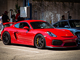 Red Porsche 718 Cayman GT4