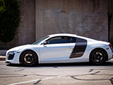 White Audi R8 from the side