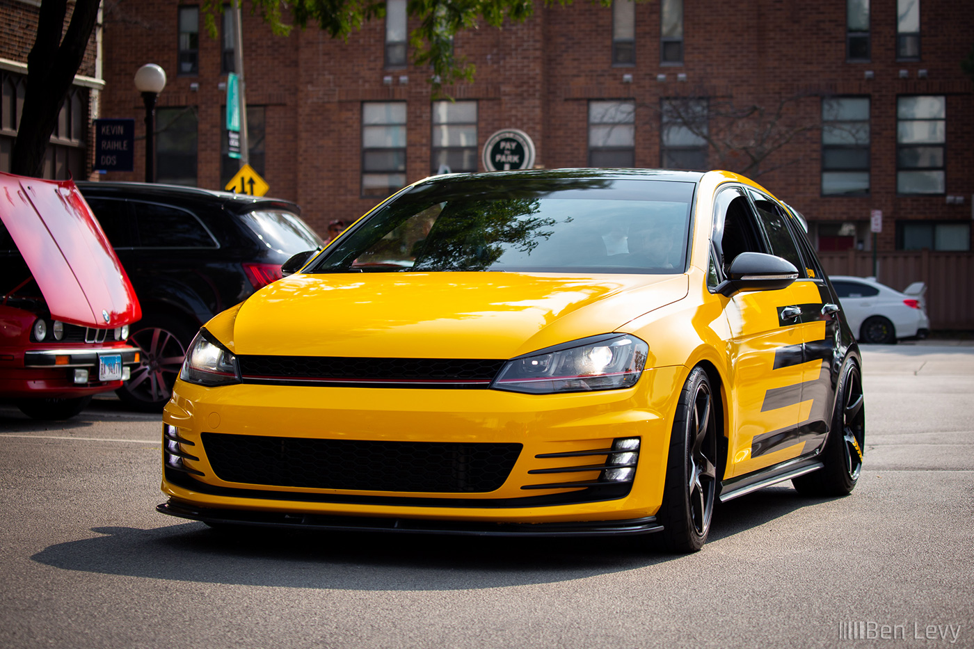 Yellow Volkswagen GTI at Cars & Coffee Oak Park - BenLevy.com